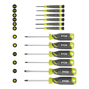 SCREWDRIVER SET (12-PIECE) WITH CUSHION GRIP HANDLES