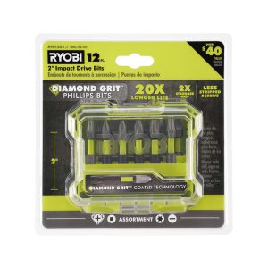 12 PC. 2" DIAMOND GRIT IMPACT DRIVE BITS